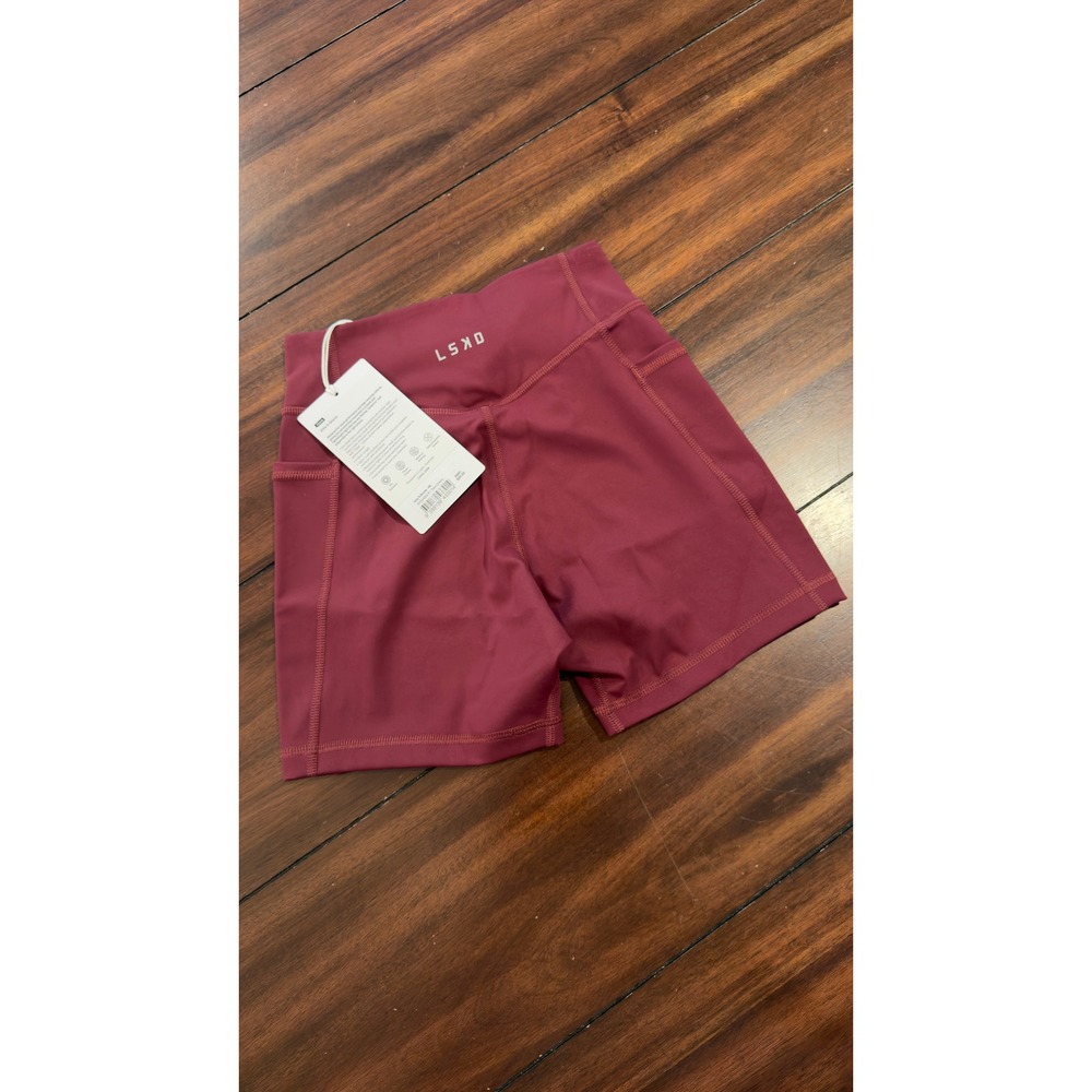 LSKD Elite X-Shorts Dark Cherry Burgundy High Waisted Athletic Pockets NEW NWT - Picture 9 of 16